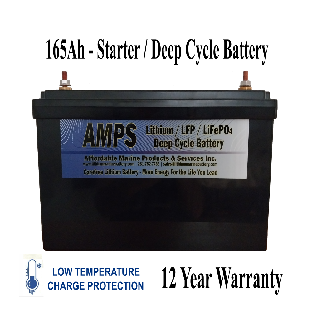 12V 165Ah Dual Purpose Start / Deep Cycle LFP Lithium Battery with Low